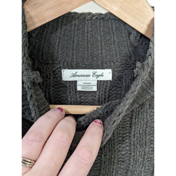 American Eagle Ribbed Knit Olive Green Turtle Neck Sweater - Size S - Picture 3 of 5